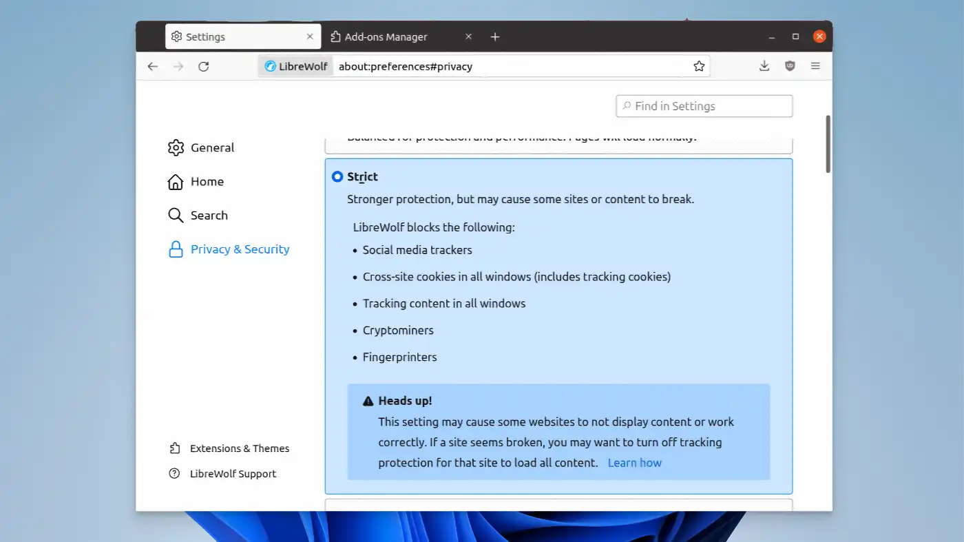 LibreWolf 3 LibreWolf - Telemetry-less environments - 03