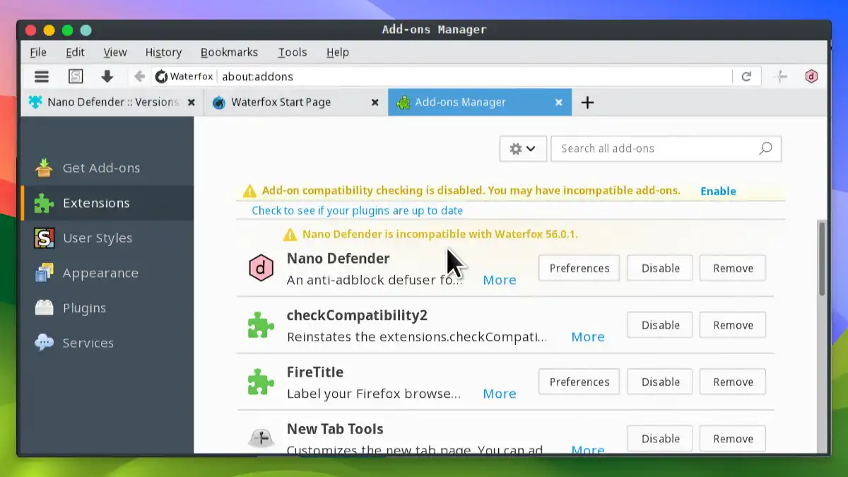 Waterfox 2 Waterfox - Extensions support - 02