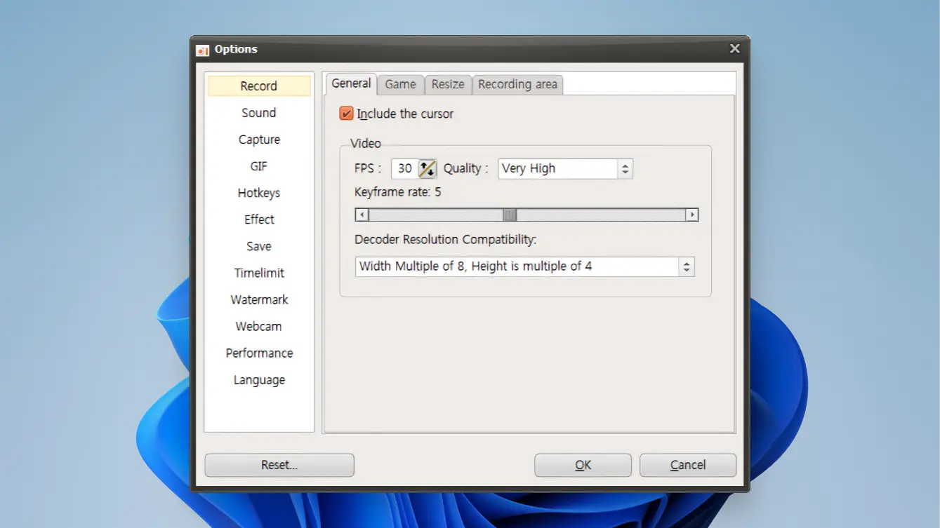 oCam 18 oCam - Adjusting the frame rate - 05
